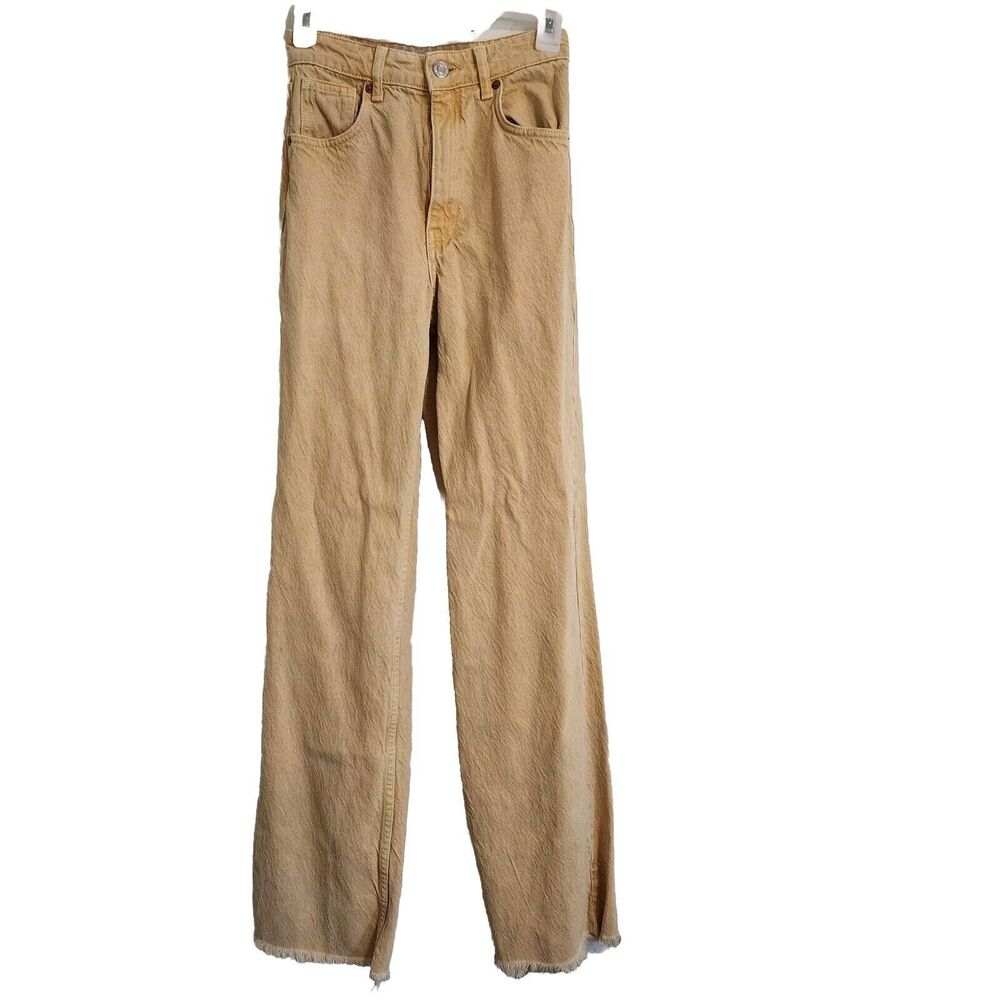 Zara high waist orange wide leg jeans size 2